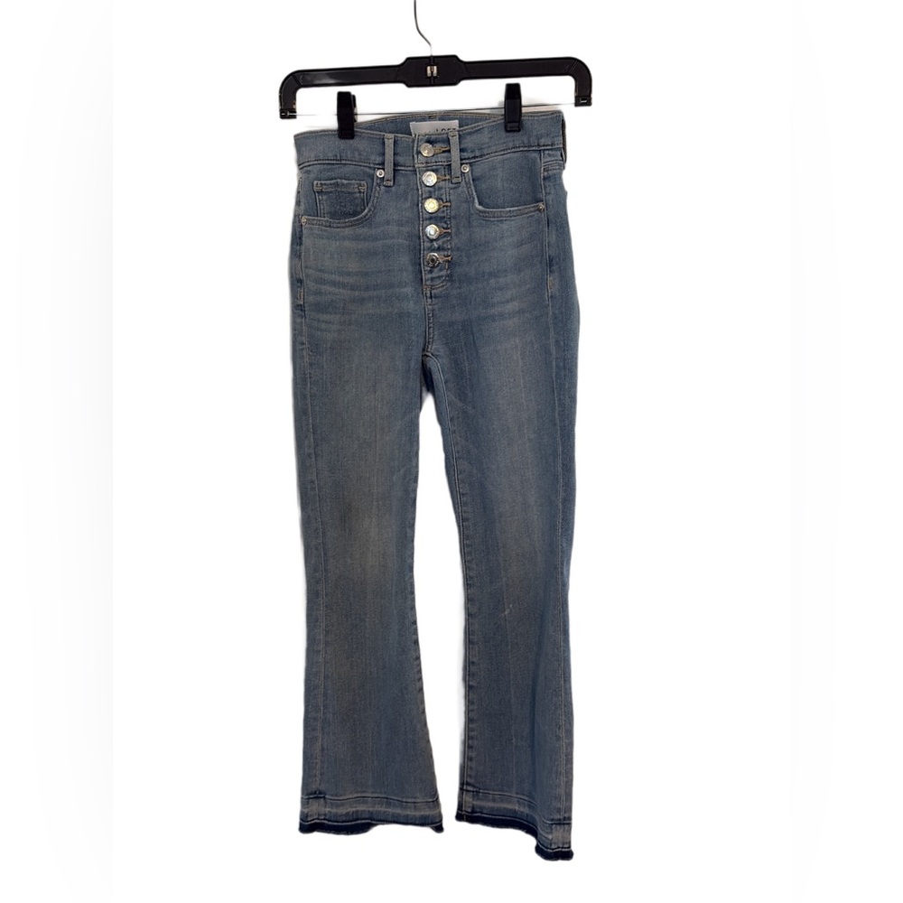 Loft Light Wash Let Down Exposed Button Fly Hem Kick Crop Jeans 00 / 24 Petite - Picture 6 of 11